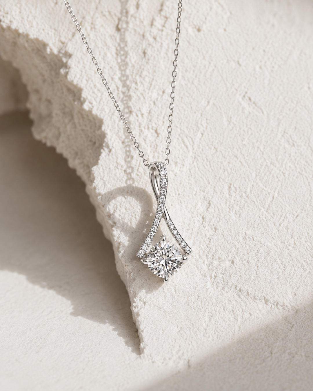 5mm, 0.5ct Round Cut Lab Diamond Pendant with Infinity Pavé-Bail Necklace