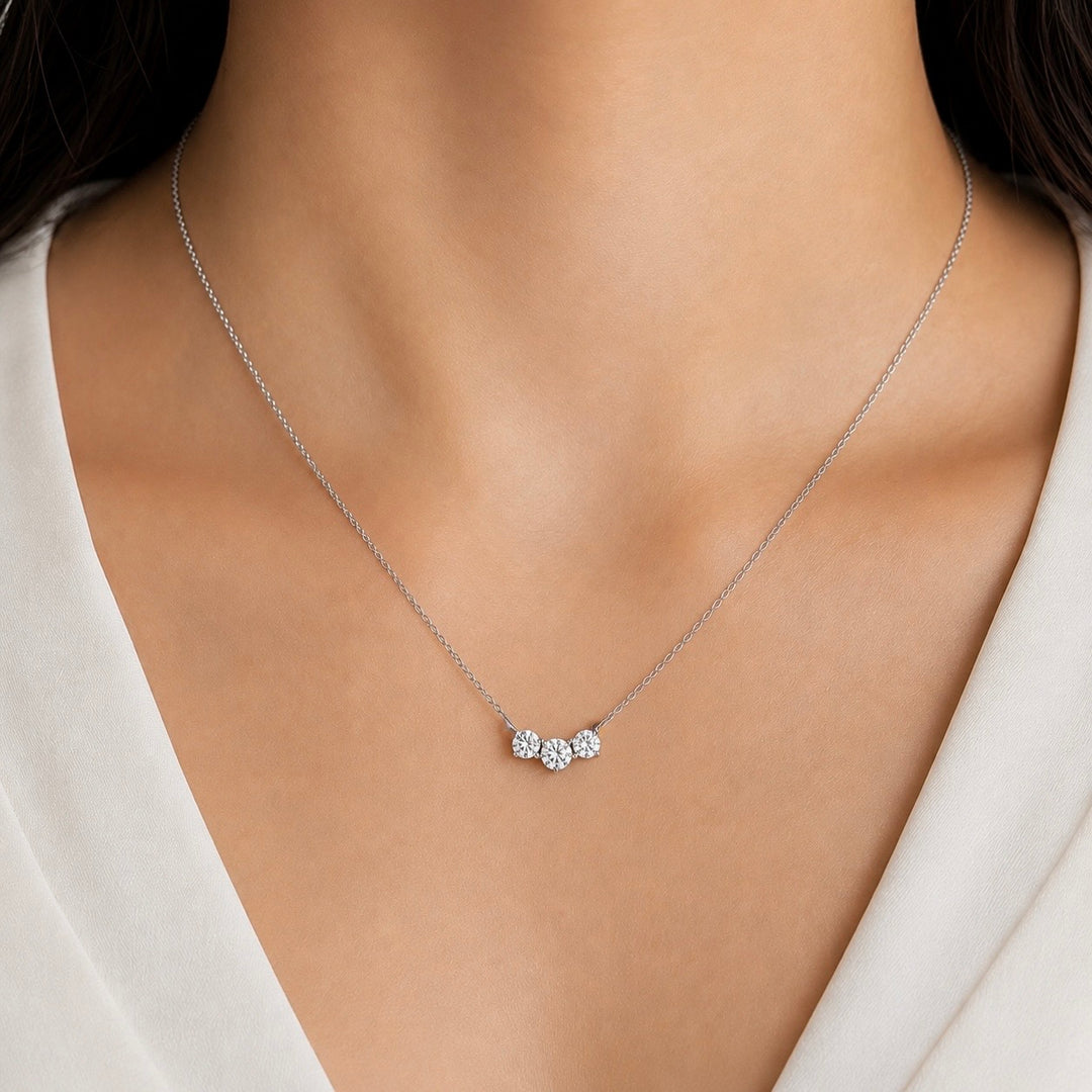 0.75ctw Lab Diamond Three-Stone Pendant Necklace