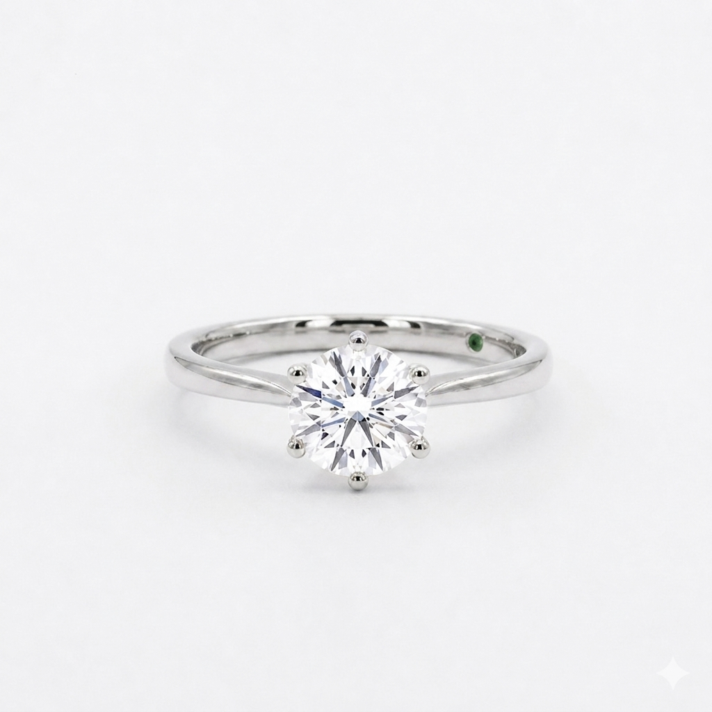 Round Solitaire Diamond Ring, "The Tiffany"