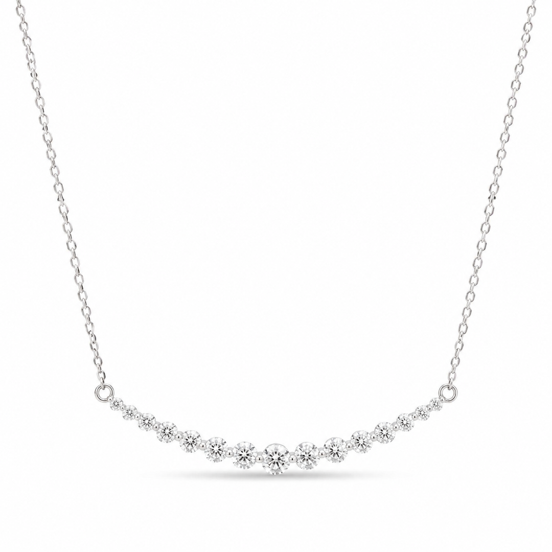 2.2ctw Lab Diamond Graduated Curved Bar Pendant Necklace
