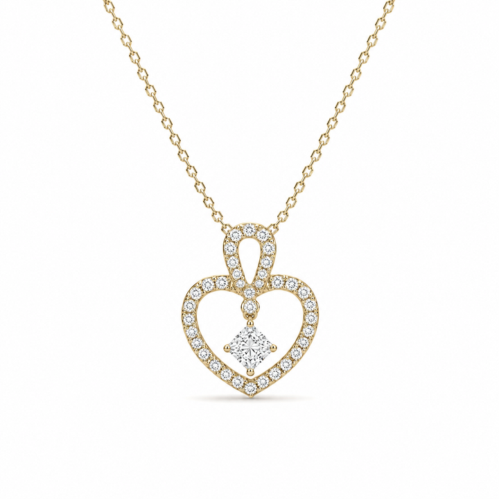 3.9mm, 0.45ct Round Cut Lab Diamond Pavé-Heart Pendant Necklace