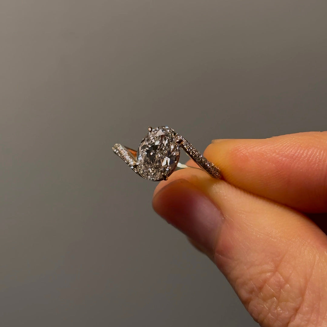 2.50ct Oval Lab-Grown Diamond Solitaire Ring, "The Halo Curve"