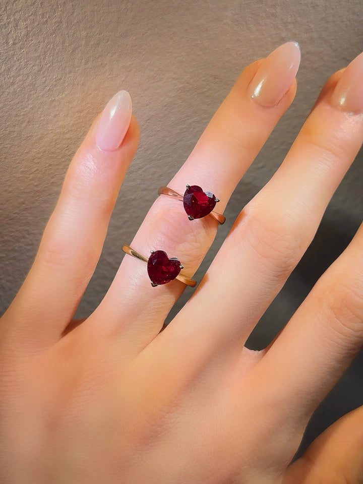 2.50ct Heart-Cut Red Ruby Ring in 14K Yellow or Rose Gold, “The Heart”