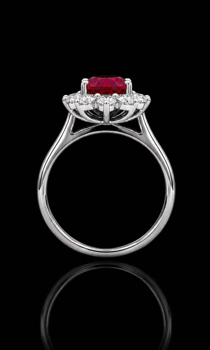 The Diana — Ruby Diamond Cluster Ring