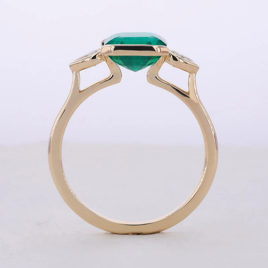 8x8mm, 2.00ct Asscher Lab-Grown Colombian Emerald Three-Stone Ring, "The Vault"