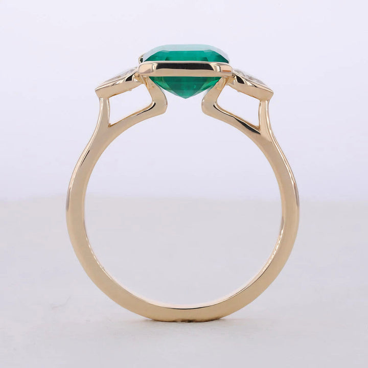 8x8mm, 2.00ct Asscher Lab-Grown Colombian Emerald Three-Stone Ring, "The Vault"