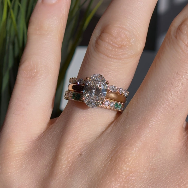 Customized™ 1.00ctw Lab-Grown Colombian Emerald/Diamond Eternity Band Ring in Yellow Gold