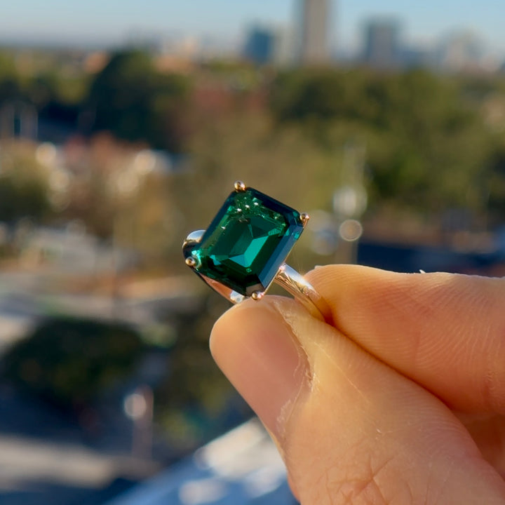 Customized™ 9x11mm, 3.50ct Lab-Grown Zambian Emerald Solitaire Ring in Yellow Gold