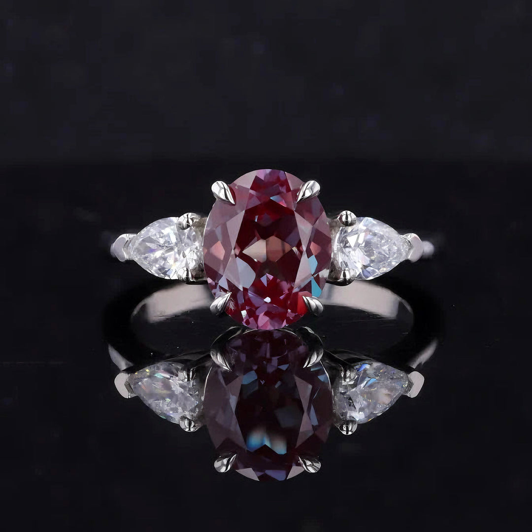 The Virelle — Oval Alexandrite Three-Stone Ring