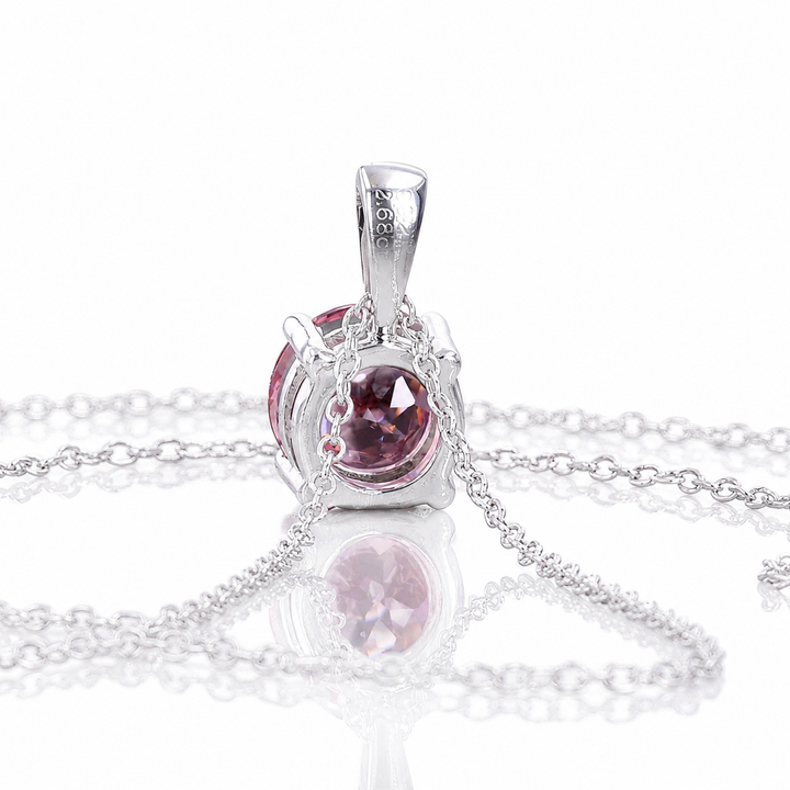 8mm, 2.50ct Round Lab-Grown Pink Sapphire Solitaire Pendant