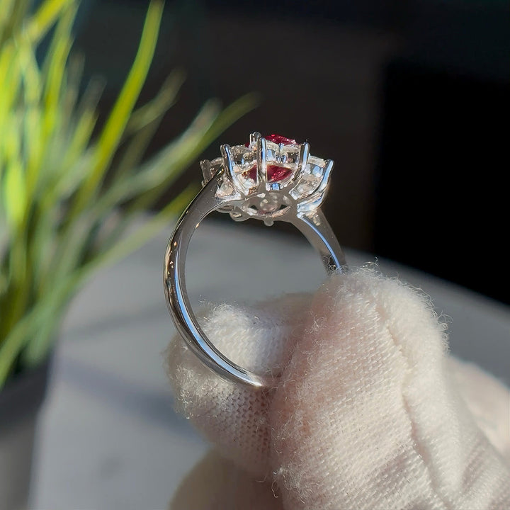 1.80ct Oval-Cut Ruby with Diamond Halo Ring, “The Diana”