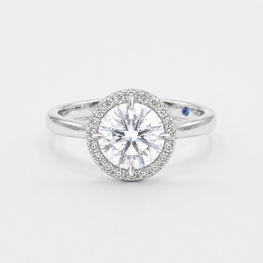 1.00ct Round Diamond Solitaire Ring with Floating Diamond Halo
