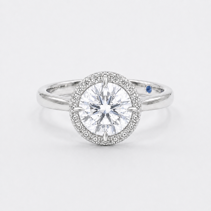 1.00ct Round Diamond Solitaire Ring with Floating Diamond Halo