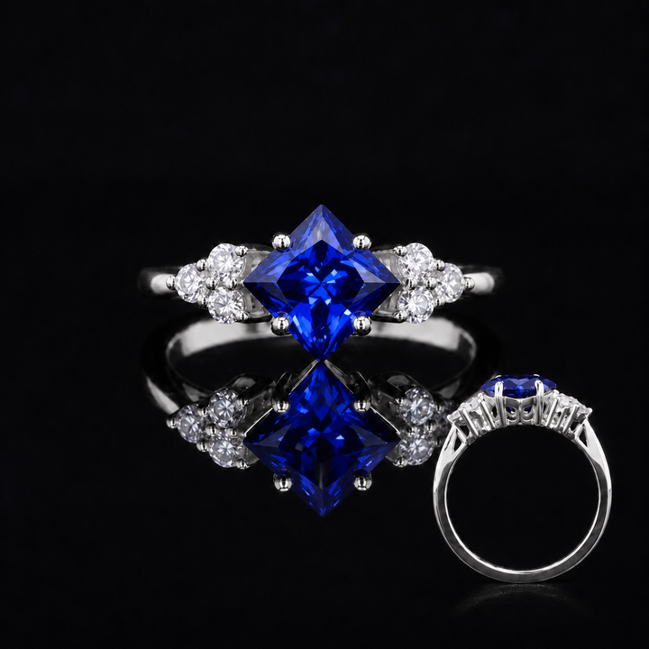 The Vesper — Blue Princess Sapphire with Diamond Accents Ring
