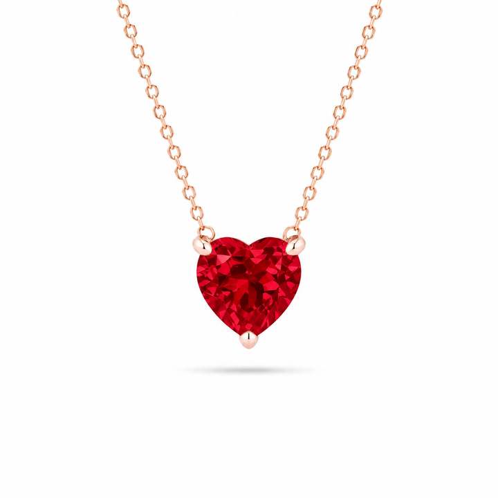 10mm Heart Cut Ruby Pendant Necklace