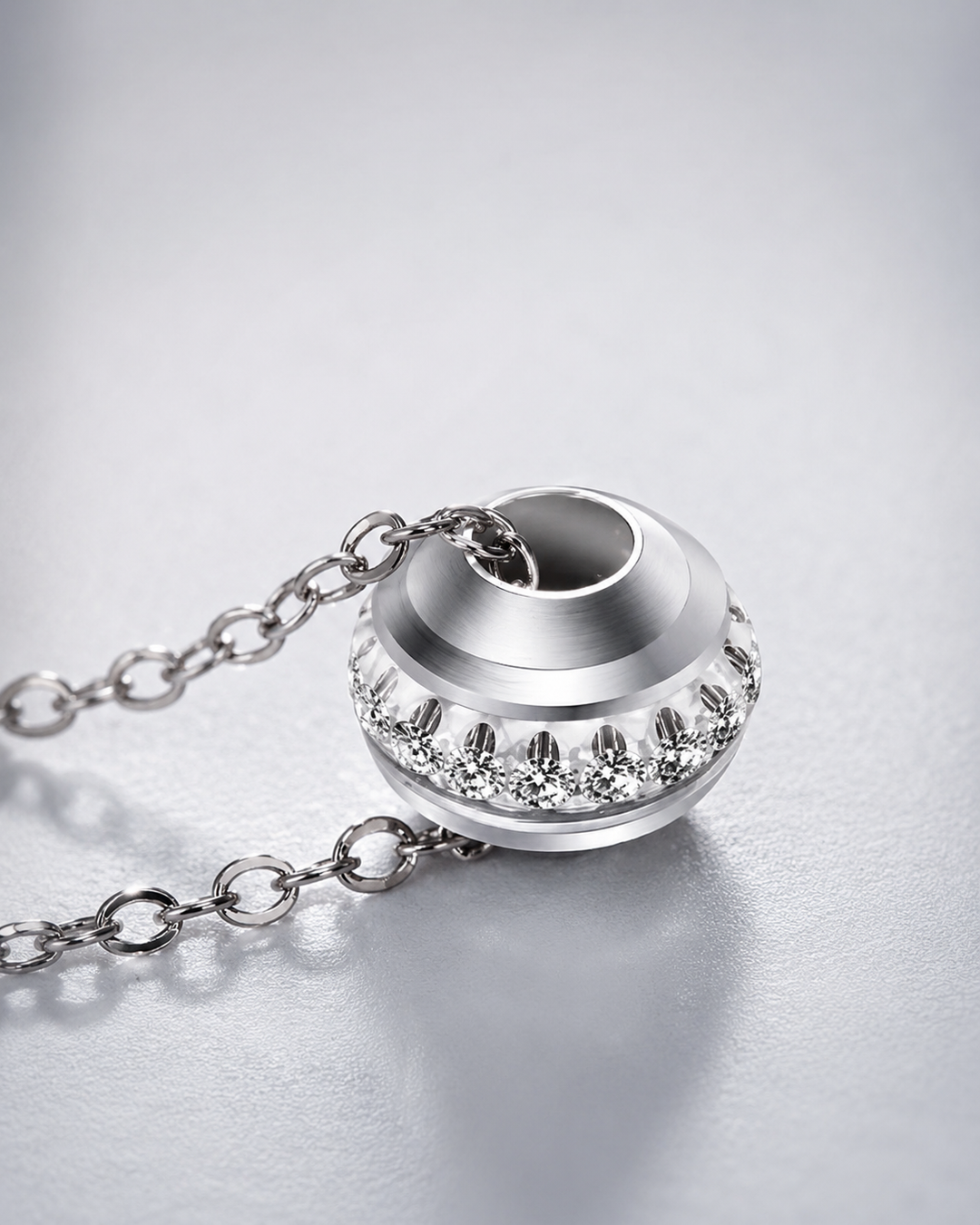0.5ctw Lab Diamond Stopper Bead Pendant Necklace