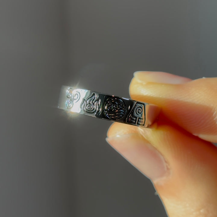 5mm "4 Elements" Band Ring in Sterling Silver