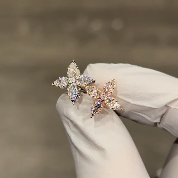 Customized™ 0.90ctw Flower Diamond Earrings in 14K Solid White/Rose Gold