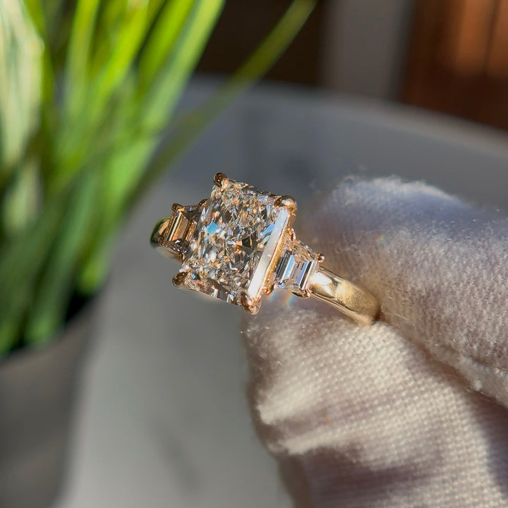 2.10ct Radiant Lab-Grown Diamond Three-Stone Ring, "The Frame"