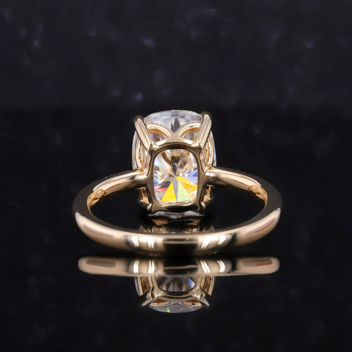 8x10mm Cushion Cut Moissanite Ring in 14K Solid Yellow Gold