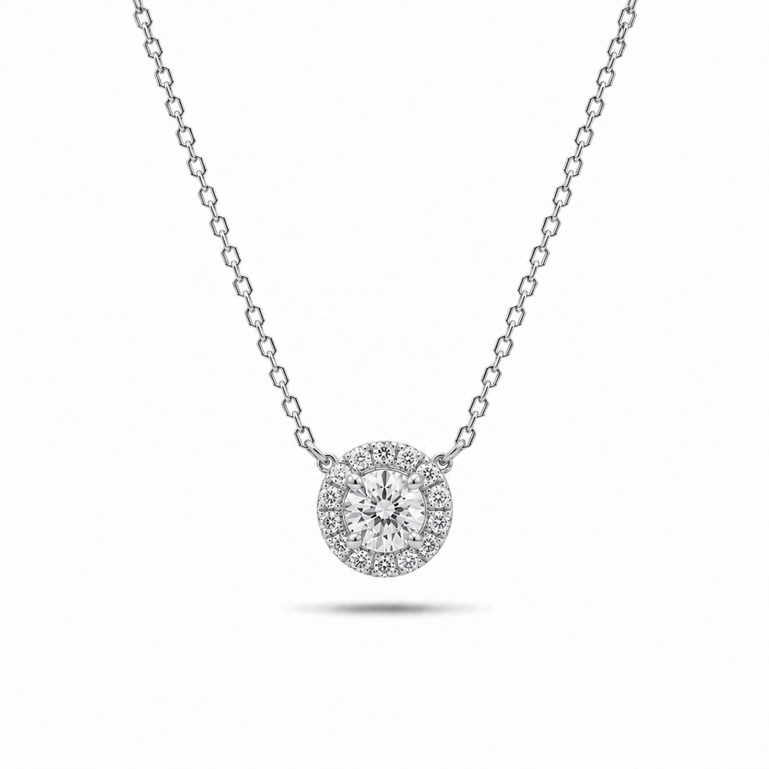 5mm, 0.5ct Round Cut Lab Diamond Pendant Necklace