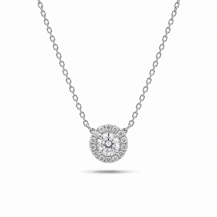 5mm, 0.5ct Round Cut Lab Diamond Pendant Necklace