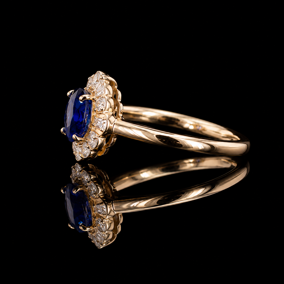 The Marielle — Petite Sapphire Halo Ring