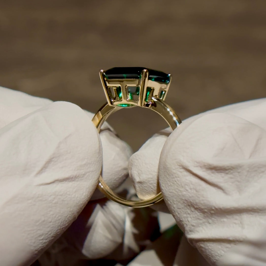 Customized™ 9x11mm, 3.50ct Lab-Grown Zambian Emerald Solitaire Ring in Yellow Gold