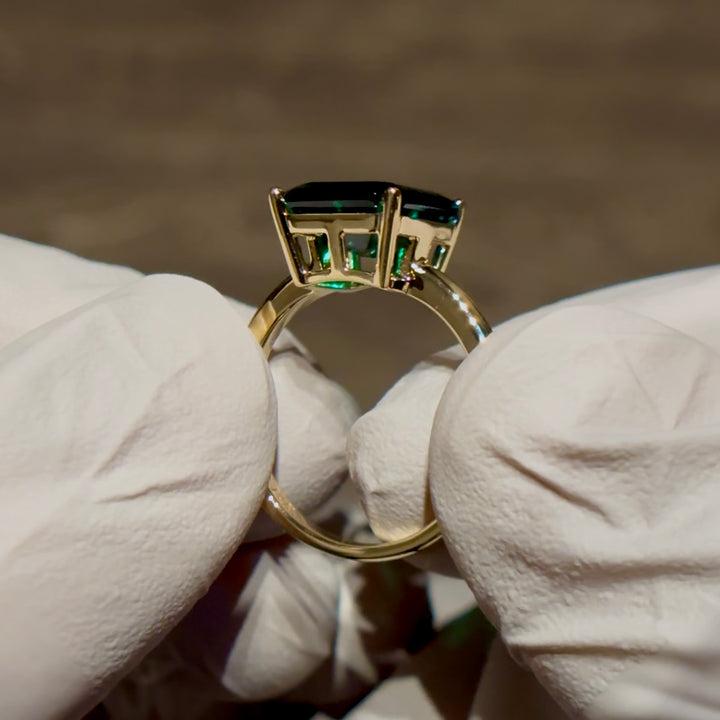 Customized™ 9x11mm, 3.50ct Lab-Grown Zambian Emerald Solitaire Ring in Yellow Gold