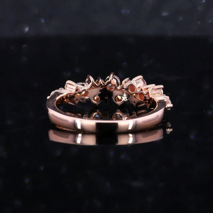 0.53ctw Diamond Cluster Wedding Band in 14K White/Rose Gold (4mm)