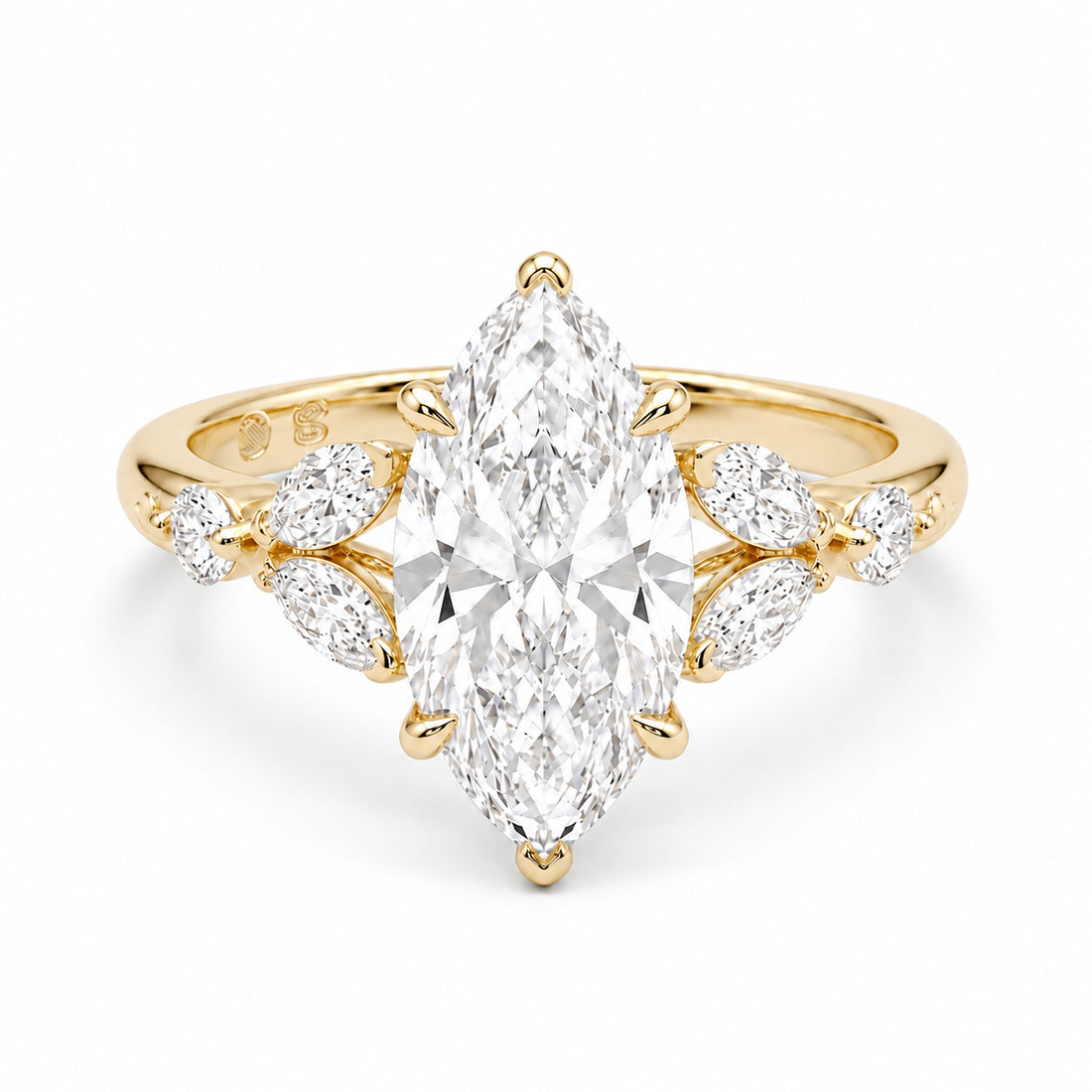 The Rapunzel marquise lab diamond engagement ring in 14K yellow gold