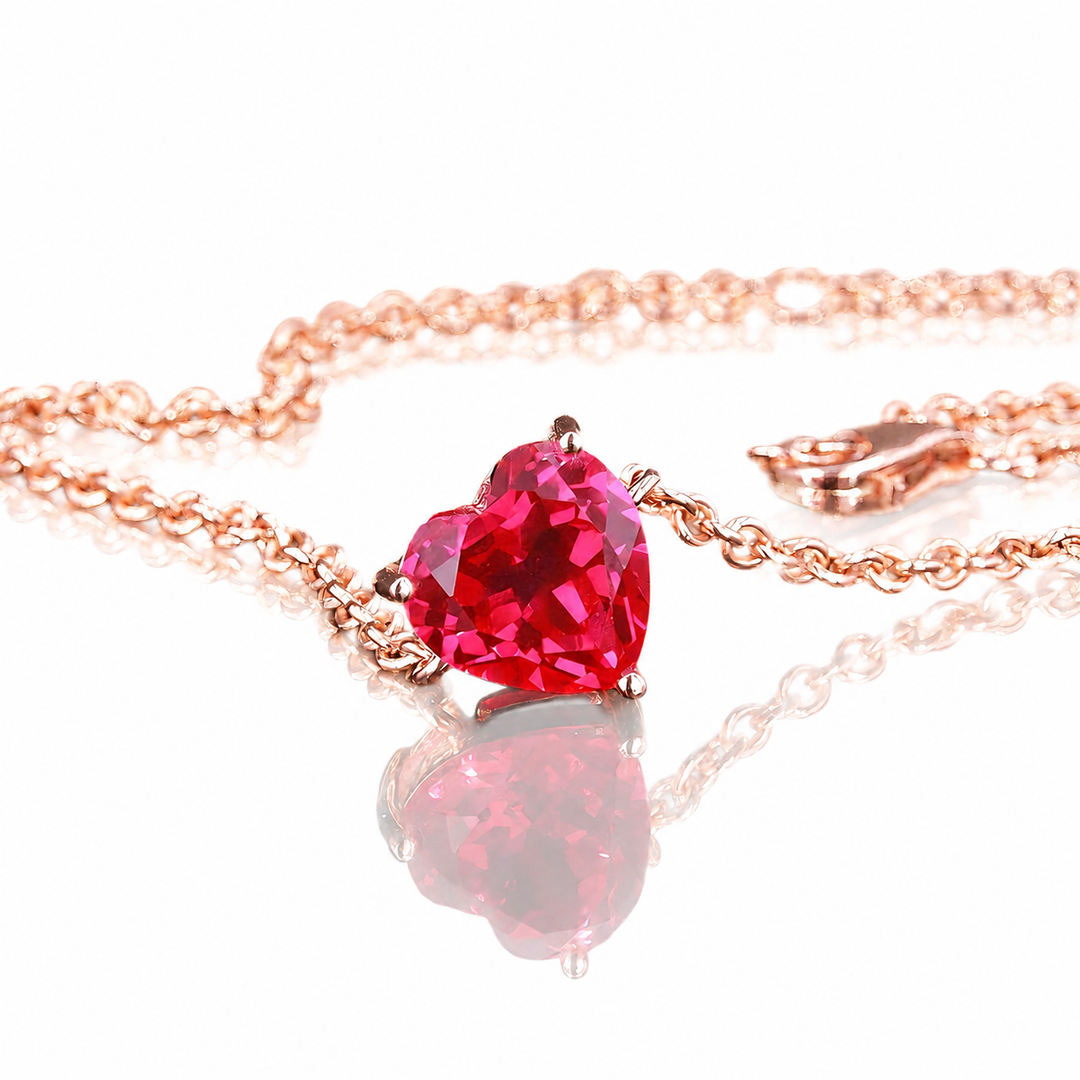10mm Heart Cut Ruby Pendant Necklace