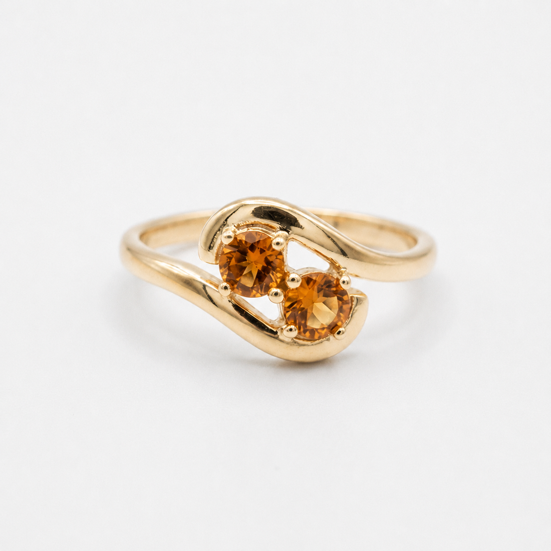 Stretch & Sword orange sapphire two-stone ring, view 1