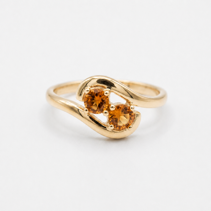 Stretch & Sword — Orange Sapphire Two-Stone Ring