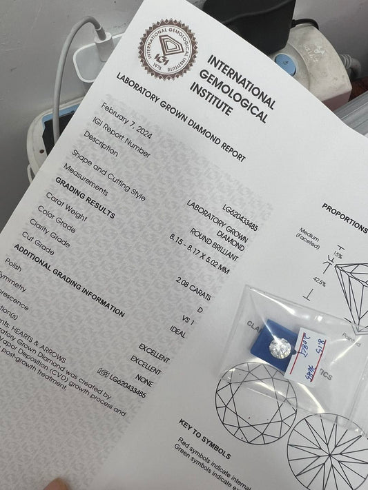 Loose 2.08ct, D color, VS1 Round Brilliant Cut Diamond, Complete with IGI Certificate