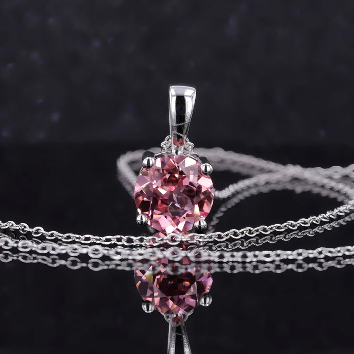 8mm, 2.50ct Round Lab-Grown Pink Sapphire Solitaire Pendant in White Gold
