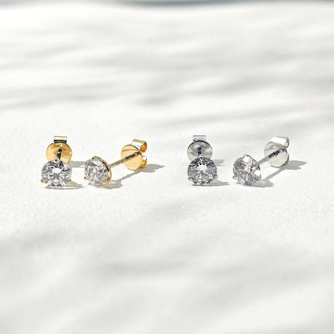 5mm, 1.00ct total Classic Three-Prong Martini Diamond Earrings in 14K Solid White/Yellow/Rose Gold