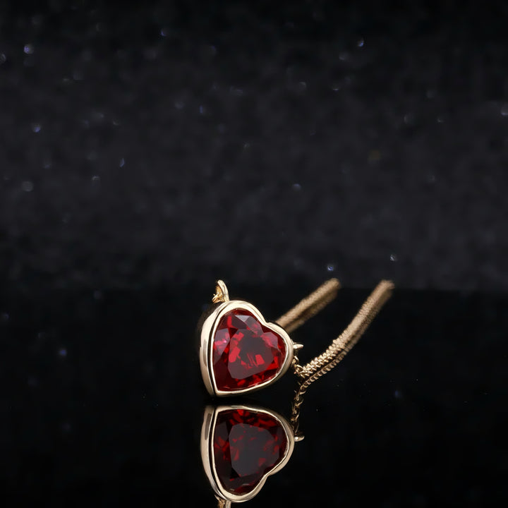 2.50ct Heart Ruby Bezel-Set Pendant Necklace in 14K or 18K Yellow Gold