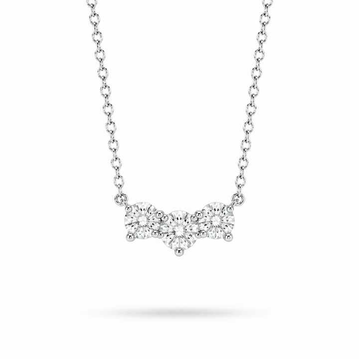 0.75ctw Lab Diamond Three-Stone Pendant Necklace