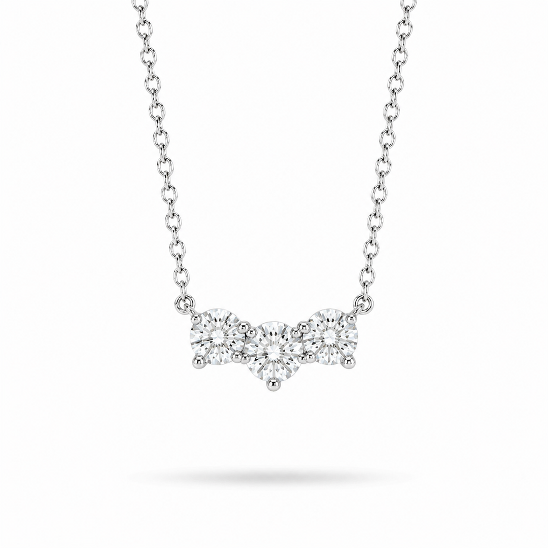 0.75ctw Lab Diamond Three-Stone Pendant Necklace