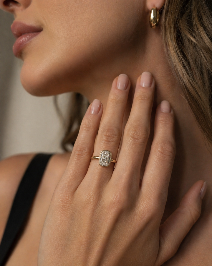 Cushion Bezel-Set Diamond Ring, "The Frame"