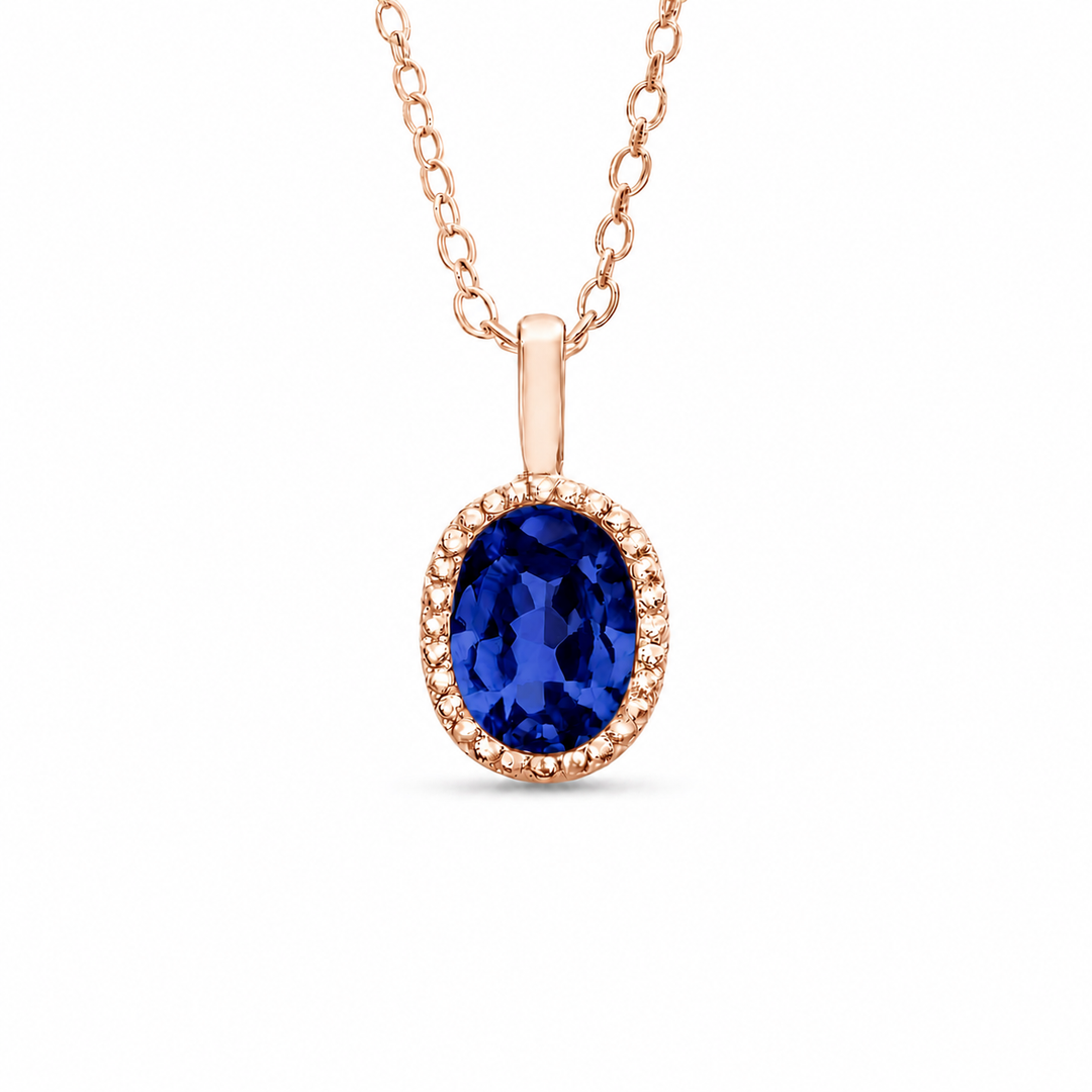 5x7mm, 1.00ct Oval Lab-Grown Blue Sapphire Pendant Necklace in 14K White Gold