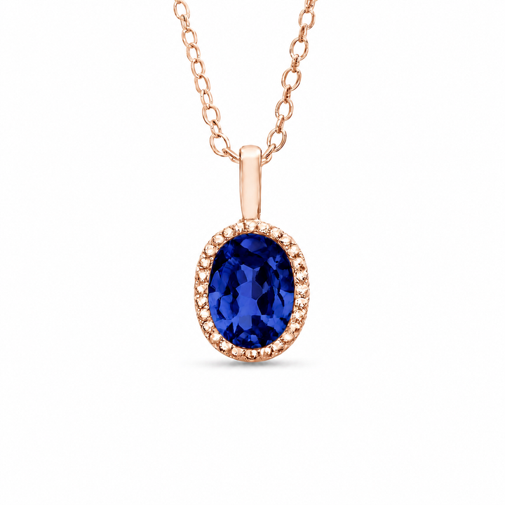 5x7mm, 1.00ct Oval Lab-Grown Blue Sapphire Pendant Necklace in 14K White Gold