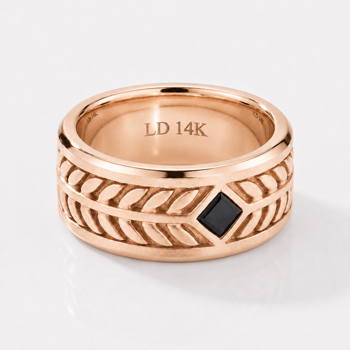 The Laurel Onyx — 5.5mm Solid Gold/Platinum Wedding Band