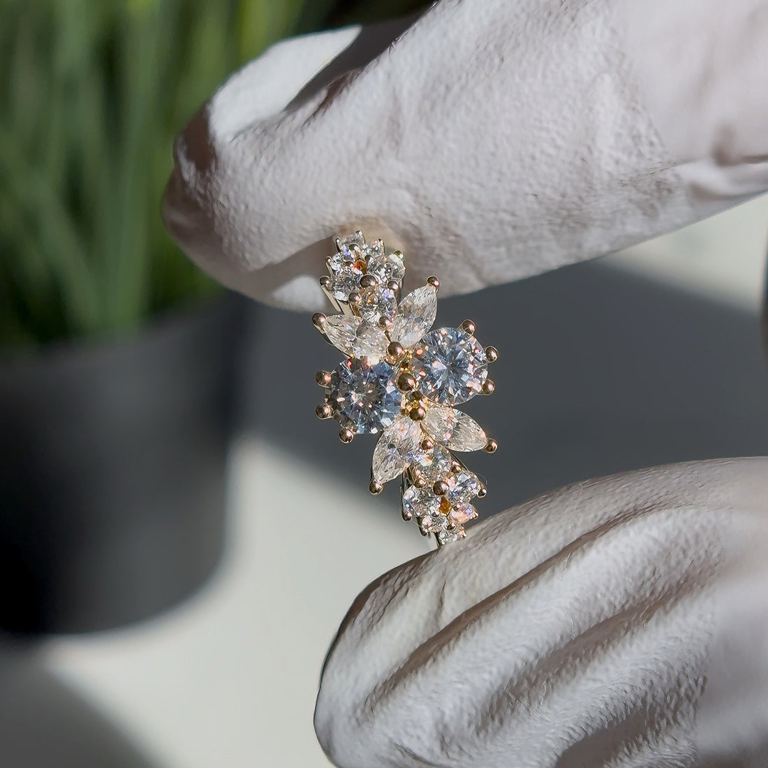 Roseraie lab diamond floral ring, view 6