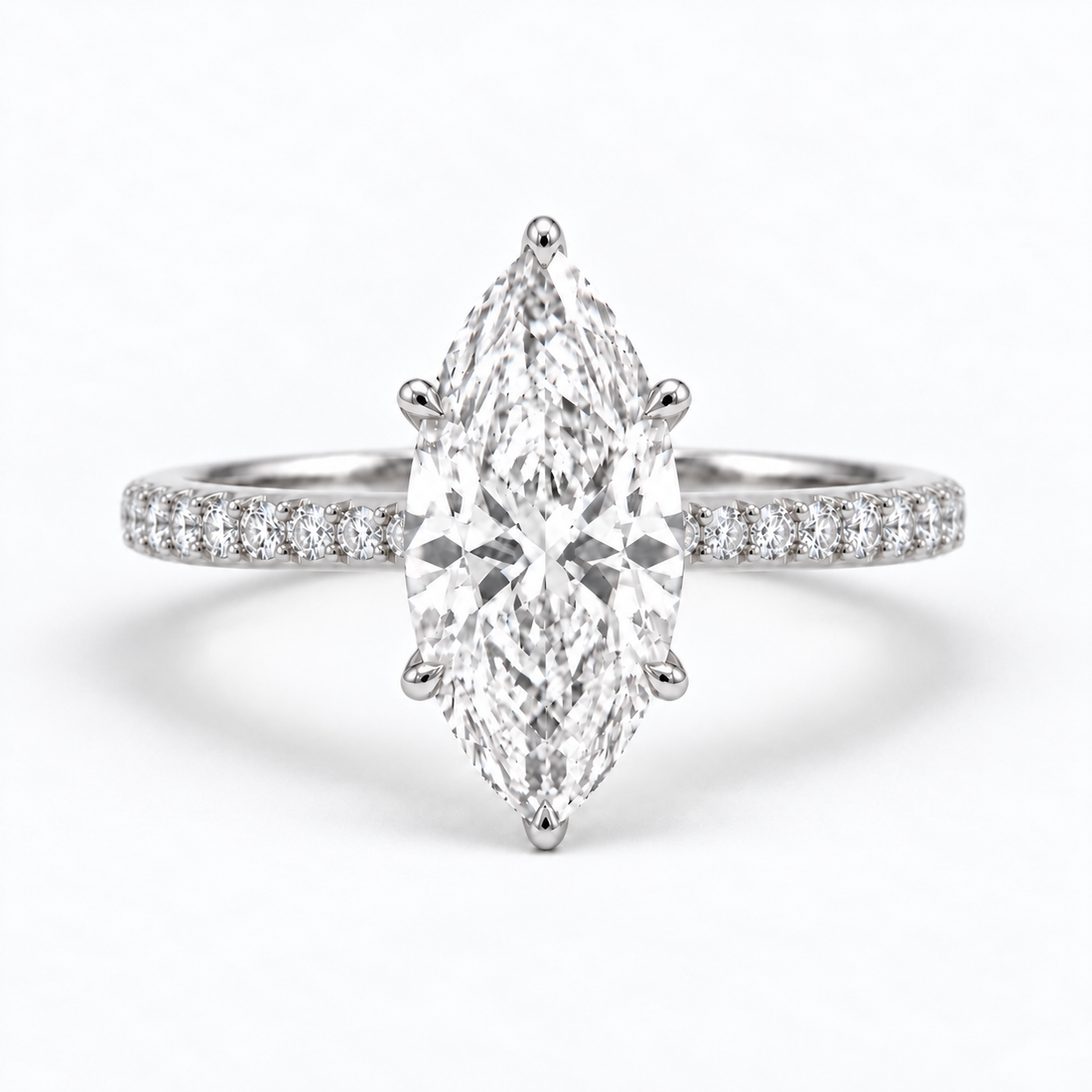 The Aurora Pavé marquise lab diamond engagement ring, view 7