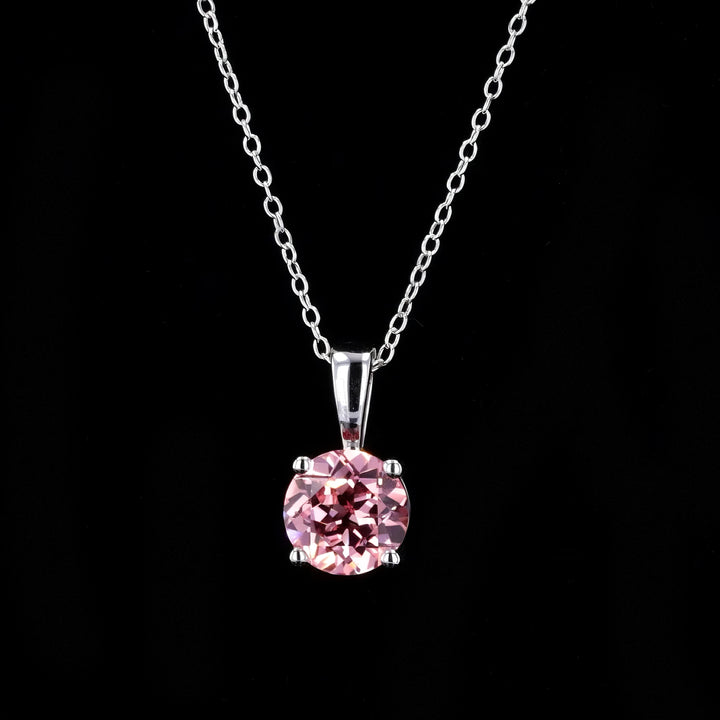8mm, 2.50ct Round Lab-Grown Pink Sapphire Solitaire Pendant in White Gold