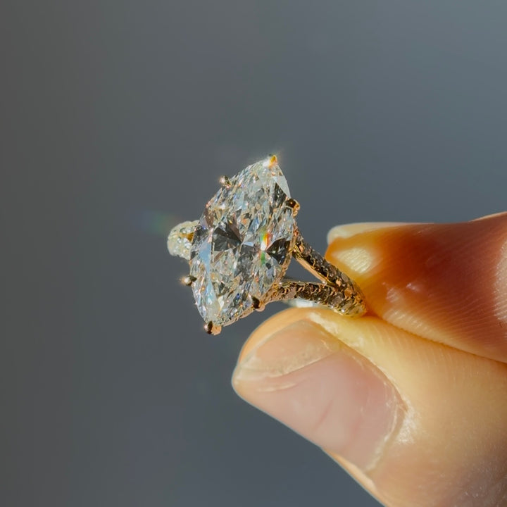 3.00ct Marquise Lab-Grown Diamond Solitaire Ring, "The Interlace"
