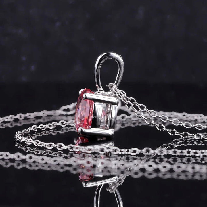 8mm, 2.50ct Round Lab-Grown Pink Sapphire Solitaire Pendant in White Gold