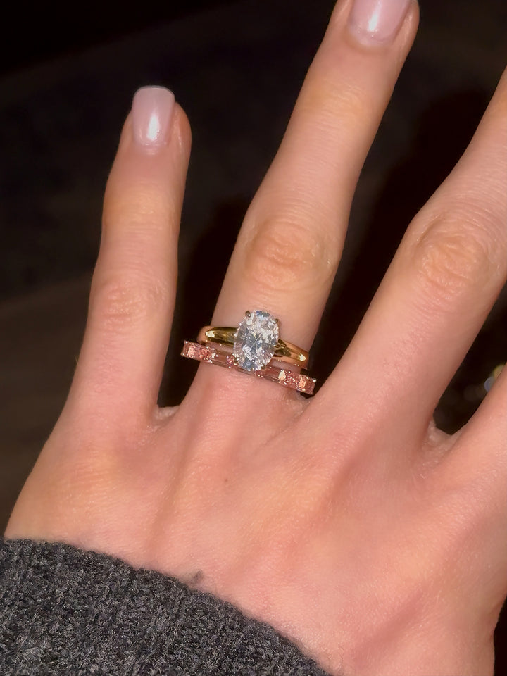 2.5x5mm, 3.50ctw Emerald Lab-Grown Pink Sapphire East-to-West Eternity Band Ring in 14K Rose Gold